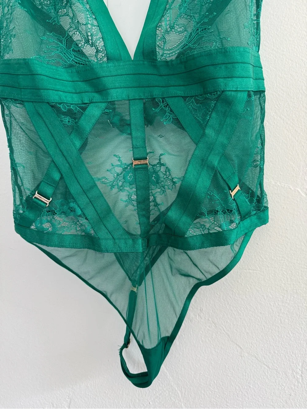 Honey Birdette Belinda Bodysuit Green Lace Thong Playsuit One Piece - Picture 5 of 15